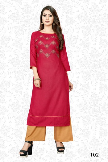 Ruby Cotton Kurtis With Slub Cotton Plazzo Fabric bunch in wholesale, Purchase low price range kurtis plazzo pair in wholesaler price online