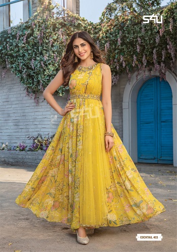 S4u Launches New IndoWestern Dress Catalog Cocktail Vol 4, Purchase S4u Shivali Kurtis, Lengha Dress in Bulk at Wholesale Rate 