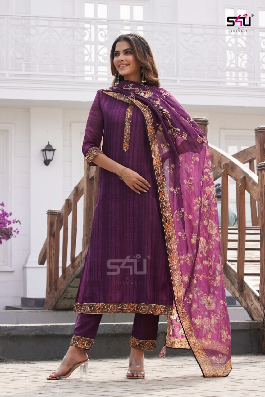 S4u Kantha Aasam Silk Salwar Kameez Catalog in Wholesale, Buy S4u Kantha Aasam Silk Salwar Kameez Full Catalog in Wholesale Price From Aarvee Creation, Vadodara