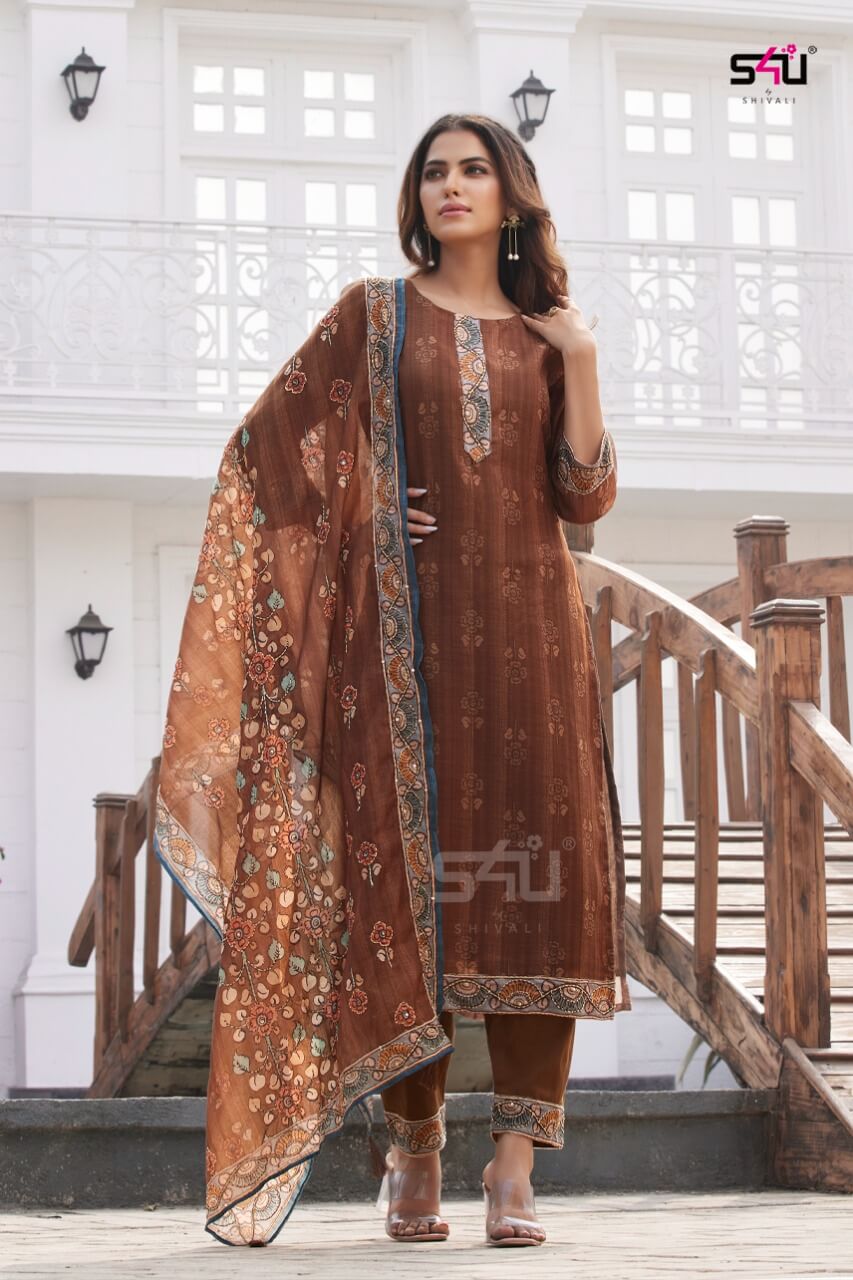 S4u Kantha Aasam Silk Salwar Kameez Catalog in Wholesale, Buy S4u Kantha Aasam Silk Salwar Kameez Full Catalog in Wholesale Price From Aarvee Creation, Vadodara