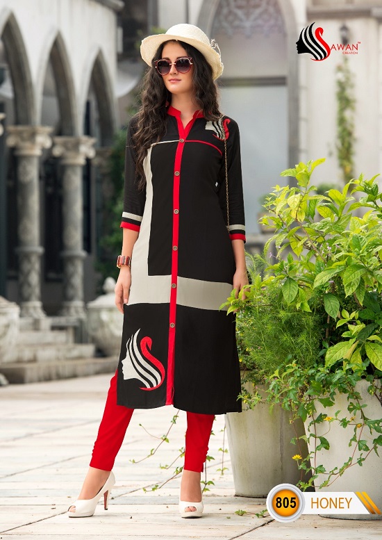 Sawan Creation Honey Vol 8 Rayon Embroidery Work Kurtis Catalog  Dispatch From 11Th Dec