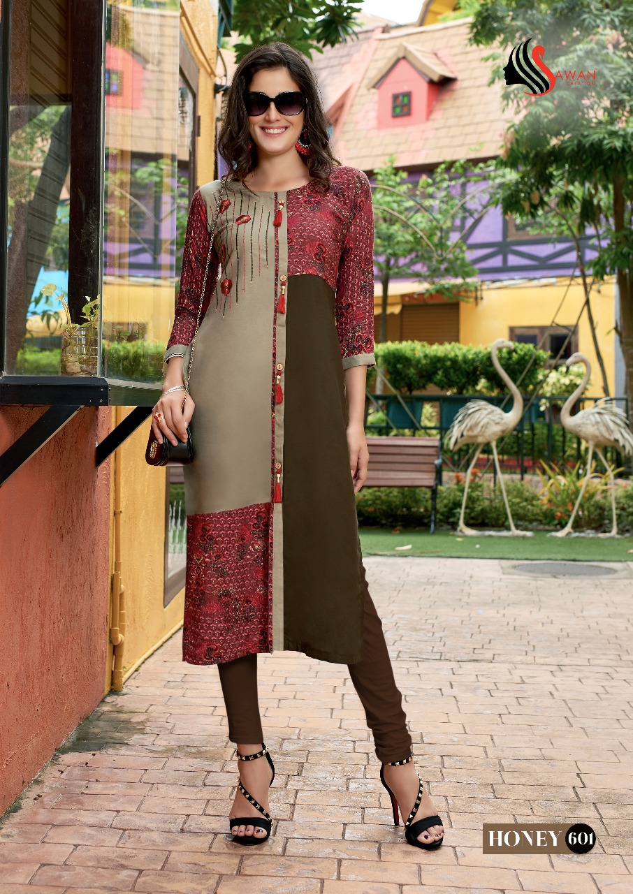 SAWAN HONEY VOL 6 RAYON EMBROIDERY WORK WHOLESALE KURTIS CATALOG (DISPATCH FROM 27TH JULY 2018)