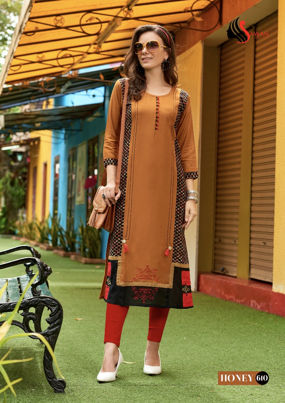 SAWAN HONEY VOL 6 RAYON EMBROIDERY WORK WHOLESALE KURTIS CATALOG (DISPATCH FROM 27TH JULY 2018)