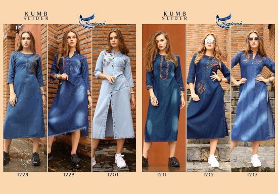 Seriema Kumb Slider Cotton Denim Kurtis Catalog