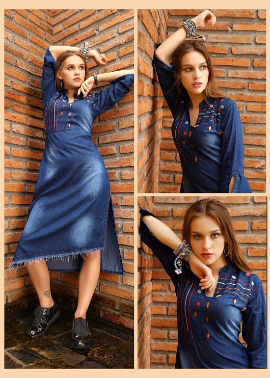 Seriema Kumb Slider Cotton Denim Kurtis Catalog