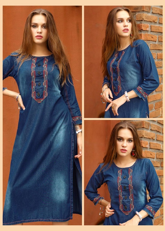 Seriema Kumb Slider Cotton Denim Kurtis Catalog