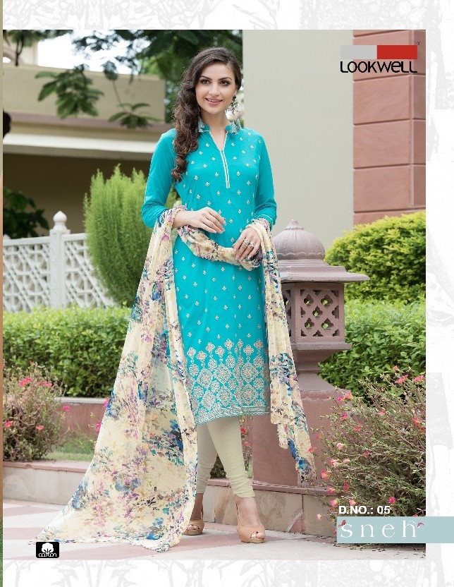 LOOKWELL DESIGNER COTTON UNSTITCHED DRESS MATERIAL WITH FANCY DUPATTA