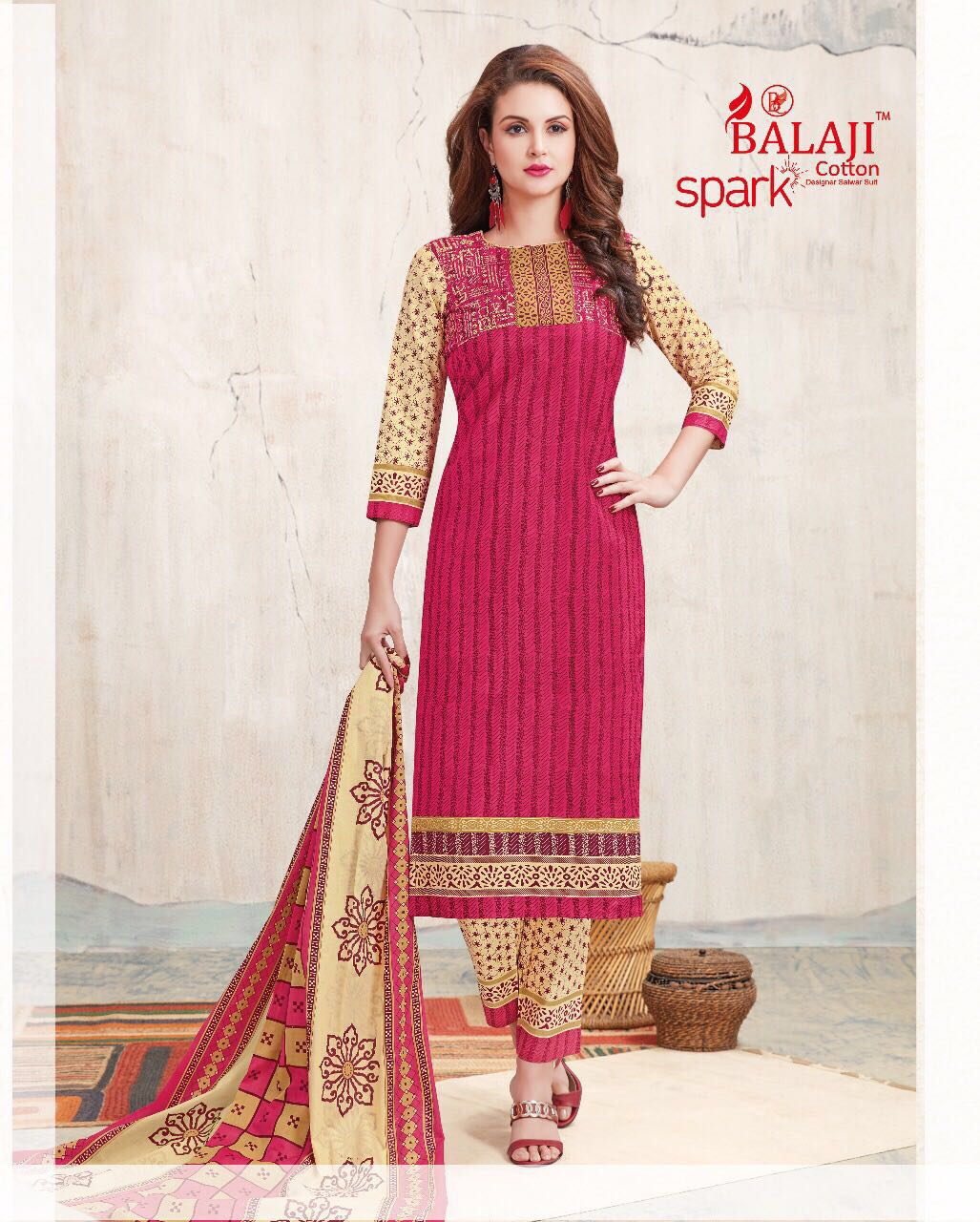 BALAJI SPARK VOL 6 COTTON DRESS MATERIAL WITH COTTON DUPATTA