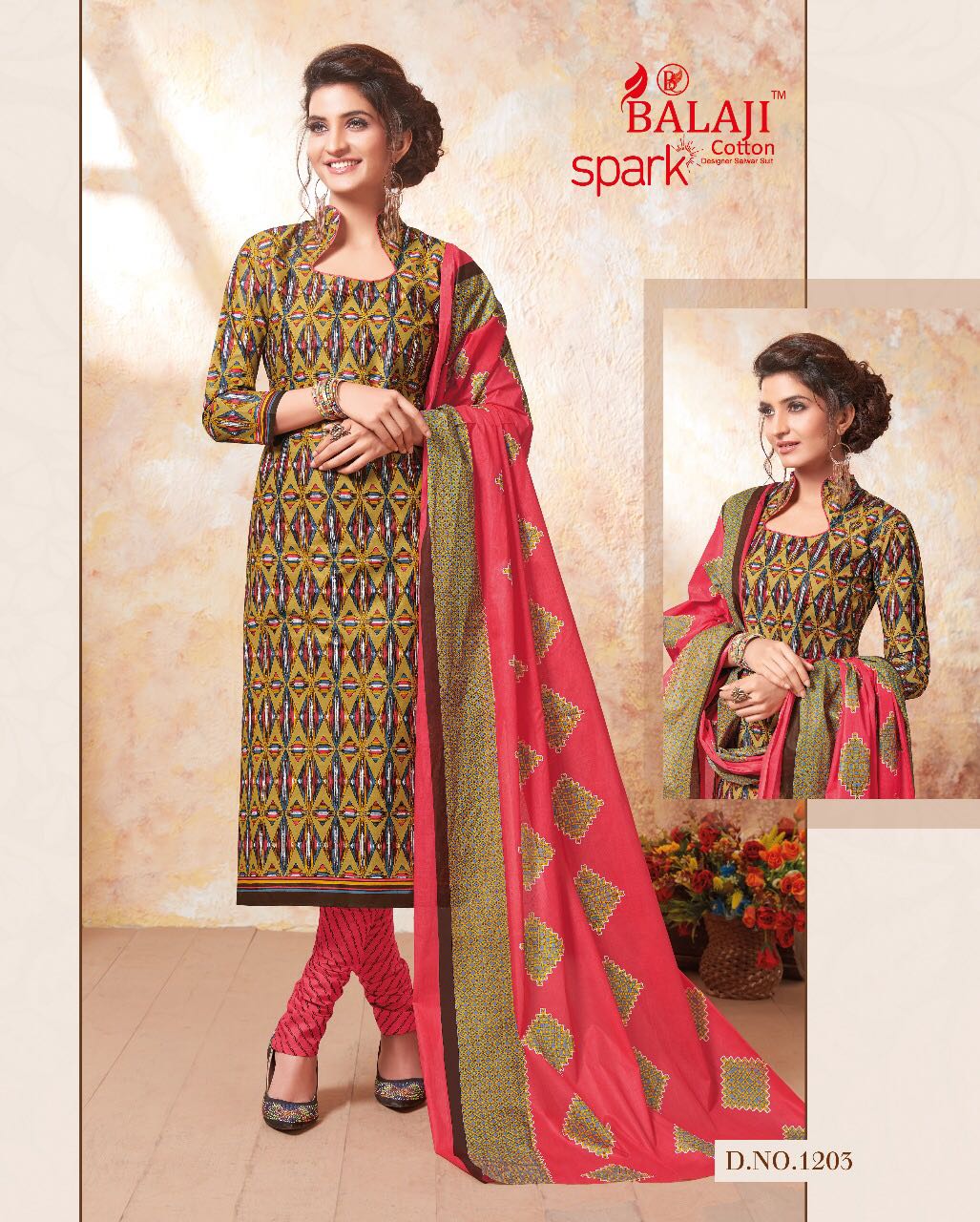 BALAJI SPARK VOL 7 BEAUTIFUL COTTON PRINTED DRESS MATERIAL WITH COTTON DUPATTA