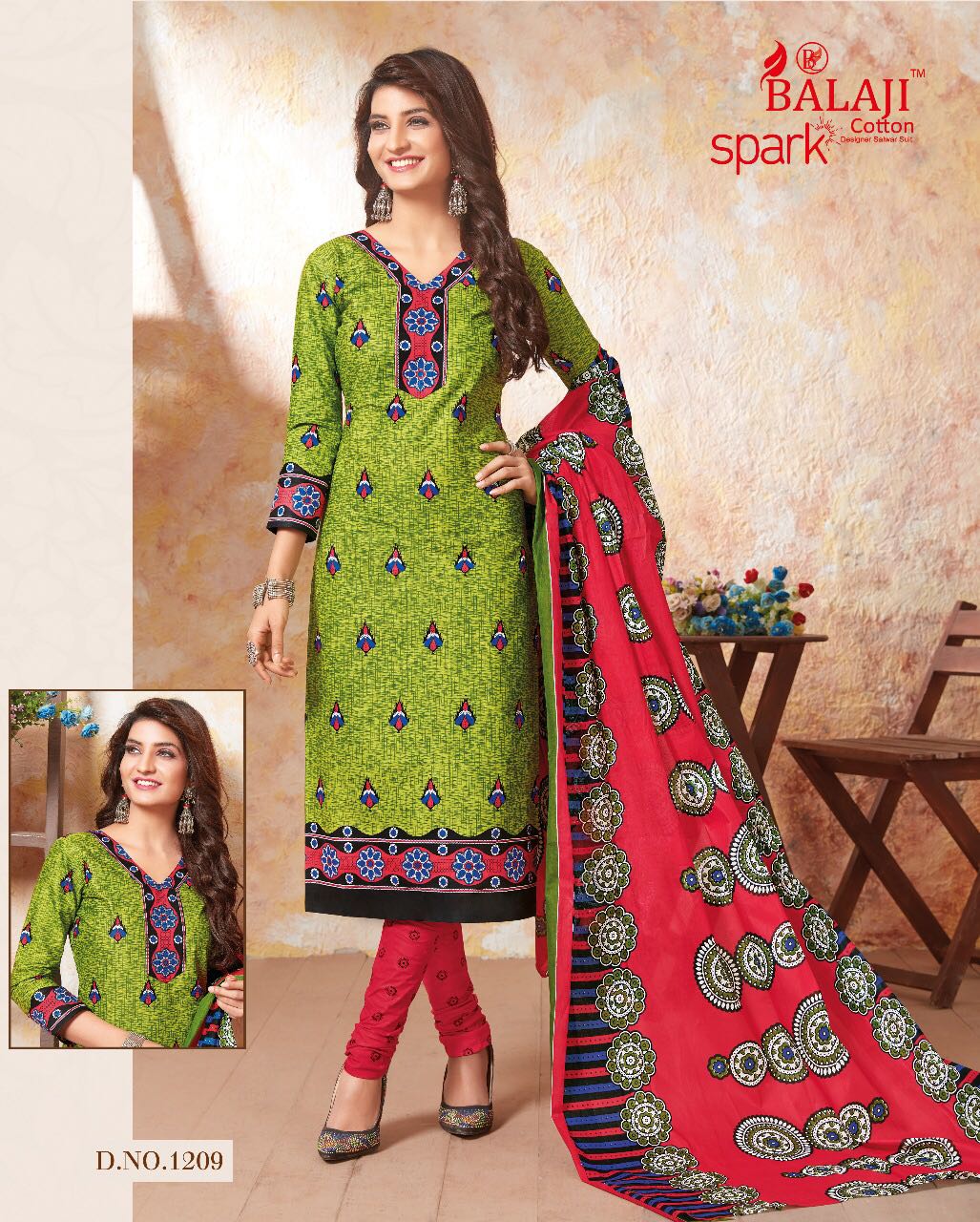 BALAJI SPARK VOL 7 BEAUTIFUL COTTON PRINTED DRESS MATERIAL WITH COTTON DUPATTA