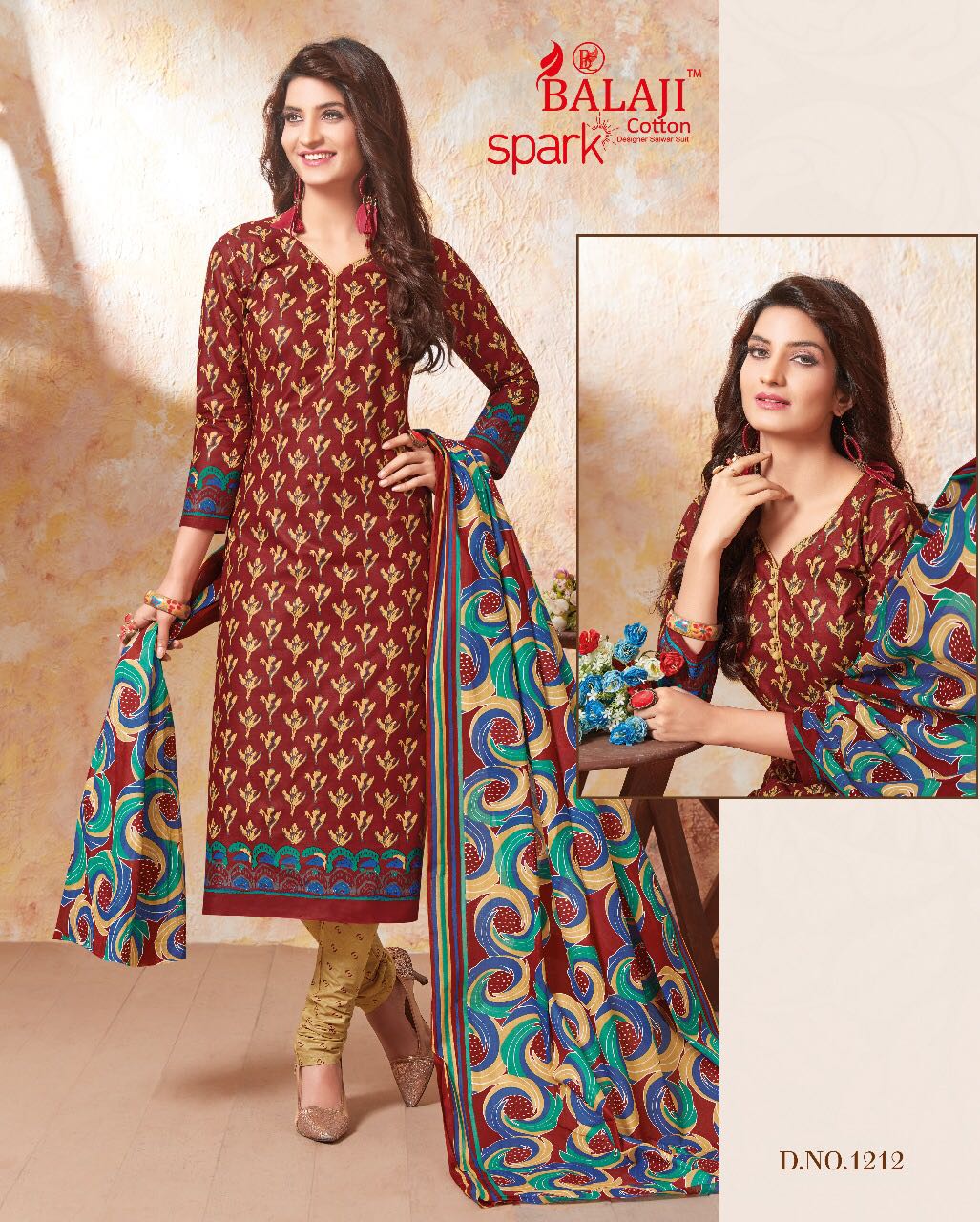 BALAJI SPARK VOL 7 BEAUTIFUL COTTON PRINTED DRESS MATERIAL WITH COTTON DUPATTA