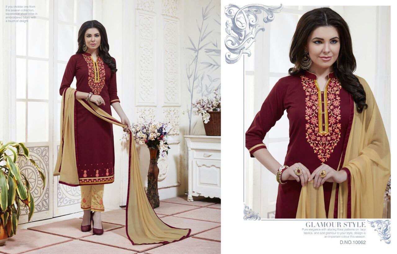 NEW STYLE BEAUTIFUL UNSTITCHED EMBROIDERED SUIT WITH DUPATTA