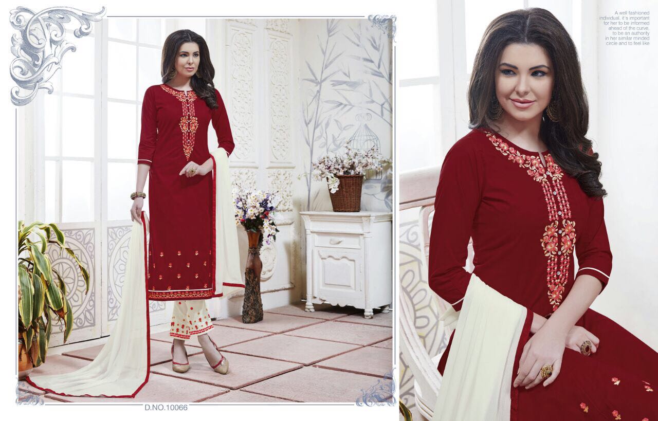 NEW STYLE BEAUTIFUL UNSTITCHED EMBROIDERED SUIT WITH DUPATTA