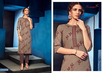 Zoya Volume 1 Cotton Kurtis Wholesale Catalog by Surya Jyoti, Purchase 10 Designs and colors kurti bunch zoya by Suryajyoti brand, Cotton Printed Ladies Kurtis Catalogue Zoya Vol 1