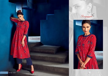 Zoya Volume 1 Cotton Kurtis Wholesale Catalog by Surya Jyoti, Purchase 10 Designs and colors kurti bunch zoya by Suryajyoti brand, Cotton Printed Ladies Kurtis Catalogue Zoya Vol 1