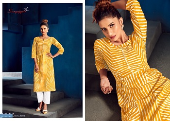 Zoya Volume 1 Cotton Kurtis Wholesale Catalog by Surya Jyoti, Purchase 10 Designs and colors kurti bunch zoya by Suryajyoti brand, Cotton Printed Ladies Kurtis Catalogue Zoya Vol 1