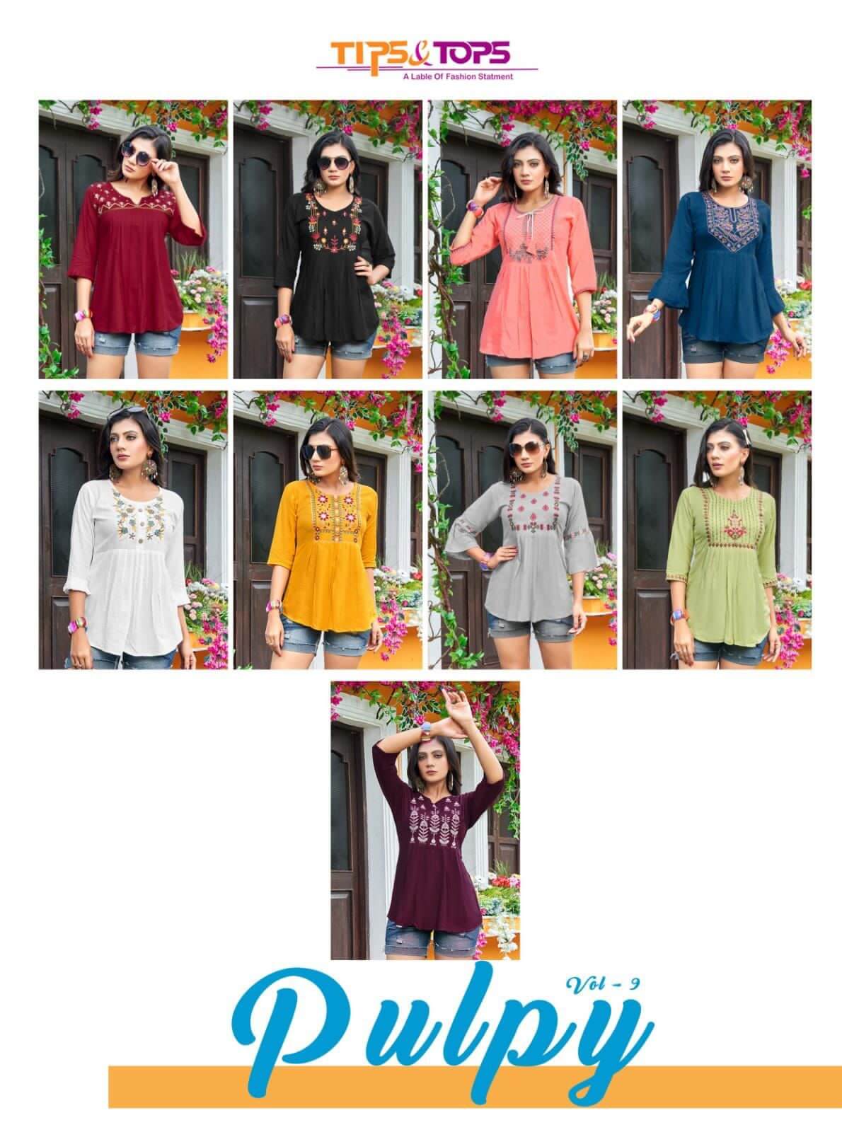 Tip and Tops Pulpy vol 9 Rayon Short Tops Catalog, Buy Tip and Tops Pulpy vol 9 Rayon Short Tops Full Catalog at Wholesale Price Online