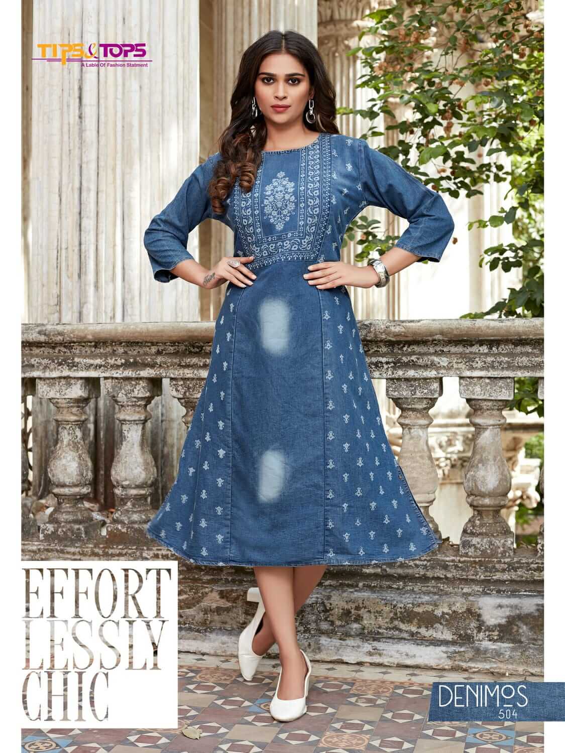 Tips Tops Denimos Vol 5 Denim Kurtis Wholesale Catalog, Buy Tips & Tops Denimos A Line Denim Kurtis Full Catalog at Wholesale Price