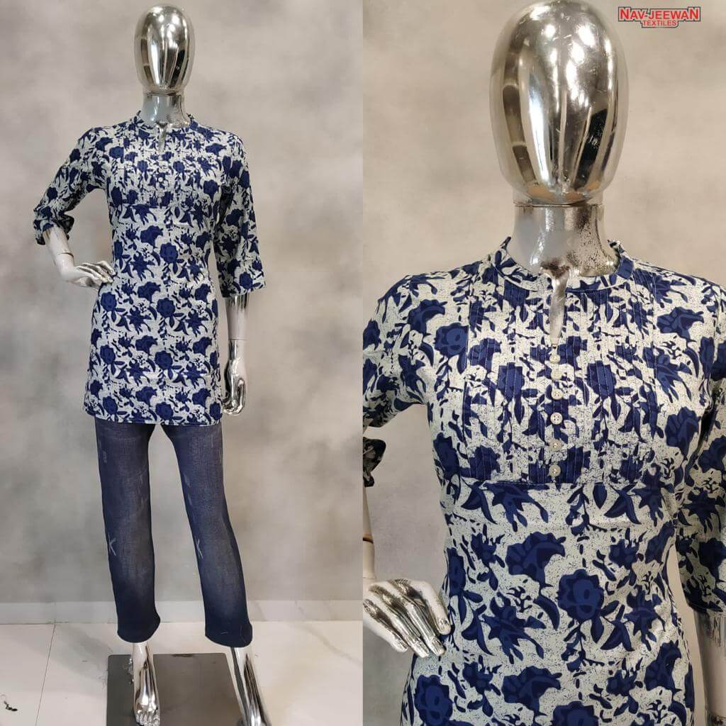 Cotton Printed Long Tops Size Set in Wholesale, Buy Cotton Printes Ladies Tops Size Set in Wholesale Rate