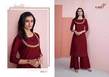 Vamika Nazz Vol 2 Kurti With Plazzo Wholesale Catalogue, Purchase Pure Viscose Silk Top with Bottom Wholesale Catalogue