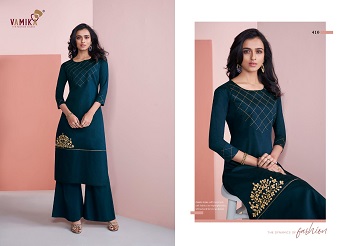 Vamika Nazz Vol 2 Kurti With Plazzo Wholesale Catalogue, Purchase Pure Viscose Silk Top with Bottom Wholesale Catalogue