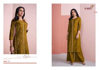 Vamika Nazz Vol 2 Kurti With Plazzo Wholesale Catalogue, Purchase Pure Viscose Silk Top with Bottom Wholesale Catalogue