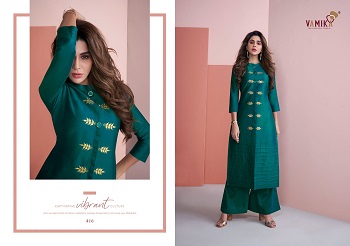 Vamika Nazz Vol 2 Kurti With Plazzo Wholesale Catalogue, Purchase Pure Viscose Silk Top with Bottom Wholesale Catalogue