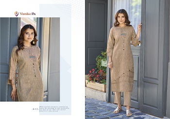 Apsara vol 3 Kurti Pant Set Catalog in Wholesale, Four Pair Pure Cotton Embroidery work Ladies Kurta pant set catalog Apsara vol 3 By Vamika 