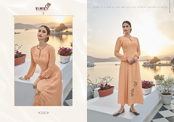 Pure Viscose Maslin Silk Kurtis With Cotton Inner Kurtis Catalog Upstylish vol 3 by Vamika Brand, Vamika Six Designs Viscose Maslin Silk Kurtis In Wholesale