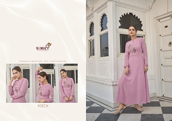 Pure Viscose Maslin Silk Kurtis With Cotton Inner Kurtis Catalog Upstylish vol 3 by Vamika Brand, Vamika Six Designs Viscose Maslin Silk Kurtis In Wholesale