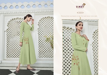 Pure Viscose Maslin Silk Kurtis With Cotton Inner Kurtis Catalog Upstylish vol 3 by Vamika Brand, Vamika Six Designs Viscose Maslin Silk Kurtis In Wholesale