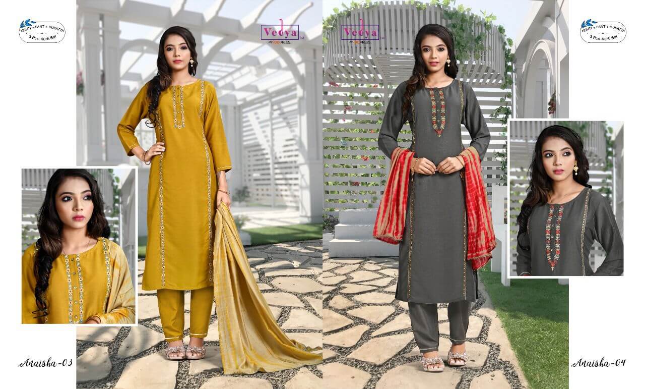 Vedya Anaisha Kurti with Pant and Dupatta Set Wholesale Catalog, Buy Vedya Anaisha Kurti With Pant and Dupatta Set Full Catalog at Wholesale Price Online