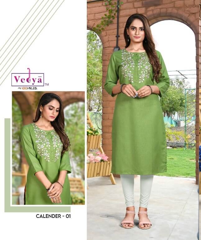 Vedya Calender Readymade Kurtis Wholesale Catalog, Buy Full Catalog of Vedya Low Price Kurtis Catalog Calender in Wholesale