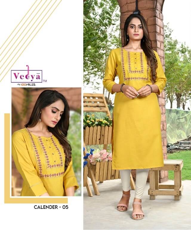 Vedya Calender Readymade Kurtis Wholesale Catalog, Buy Full Catalog of Vedya Low Price Kurtis Catalog Calender in Wholesale