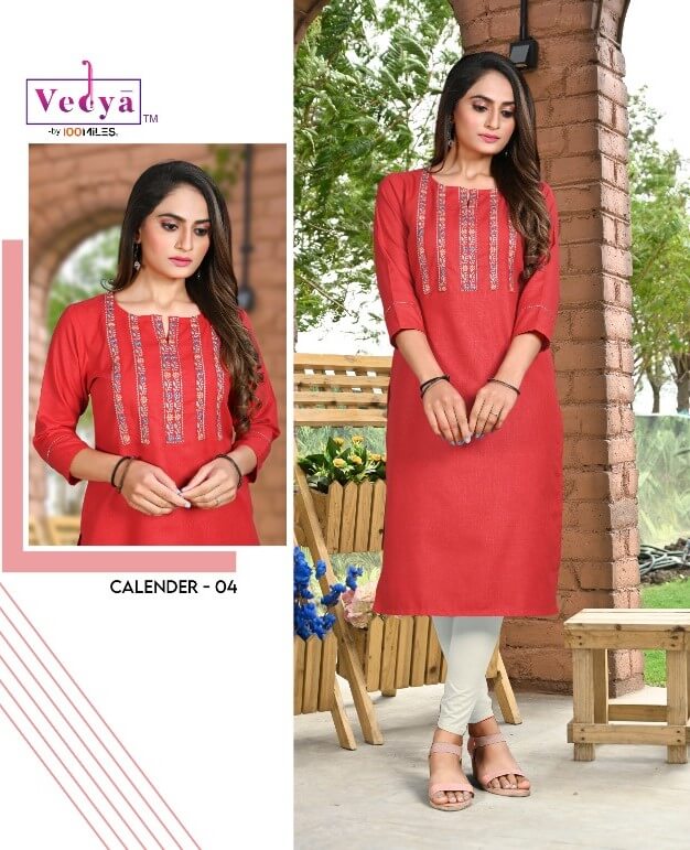 Vedya Calender Readymade Kurtis Wholesale Catalog, Buy Full Catalog of Vedya Low Price Kurtis Catalog Calender in Wholesale