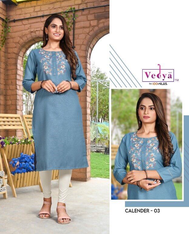 Vedya Calender Readymade Kurtis Wholesale Catalog, Buy Full Catalog of Vedya Low Price Kurtis Catalog Calender in Wholesale