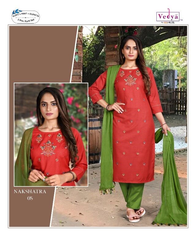 Vedya Nakshatra Kurti With Pant and Dupatta Catalog, Buy Vedya Brand Nakshatra Full Catalog of Kurtis with Pant and Dupatta in Wholesale Price Online