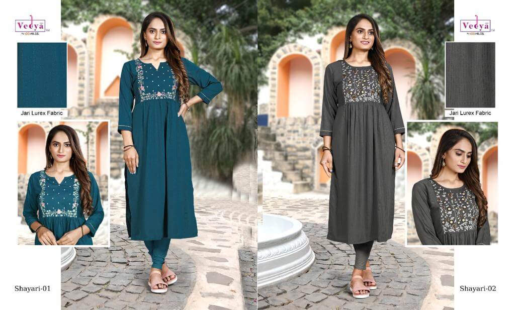 Vedya Shayari Embroidery Work Kurtis Wholesale Catalog, Buy Vedya Shayari Embroidery Work Kurtis Full Catalog at Wholesale Rate Online