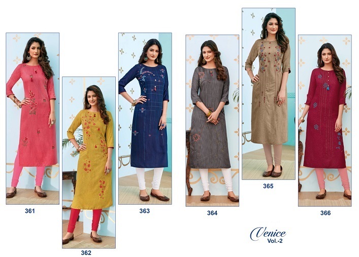 Vink Venice Vol 2 100% Pure Staple Viscose Handloom Party Wear Kurtis Catalogue