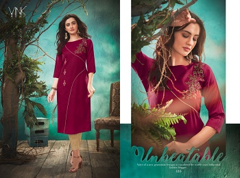 Vink Applique Work Cotton Linen Kurtis Catalog Surat Kurtis Wholesale Market