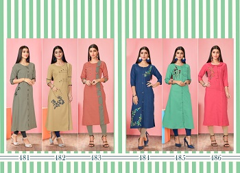 Vink Stella Linen Cotton Hand Work And Embroidery Work Wholesale Kurti Catalog
