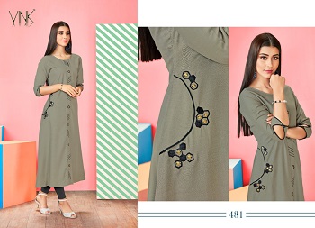 Vink Stella Linen Cotton Hand Work And Embroidery Work Wholesale Kurti Catalog
