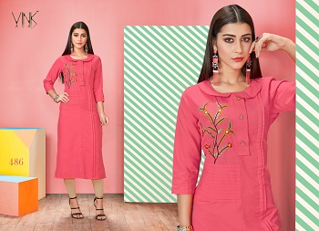 Vink Stella Linen Cotton Hand Work And Embroidery Work Wholesale Kurti Catalog
