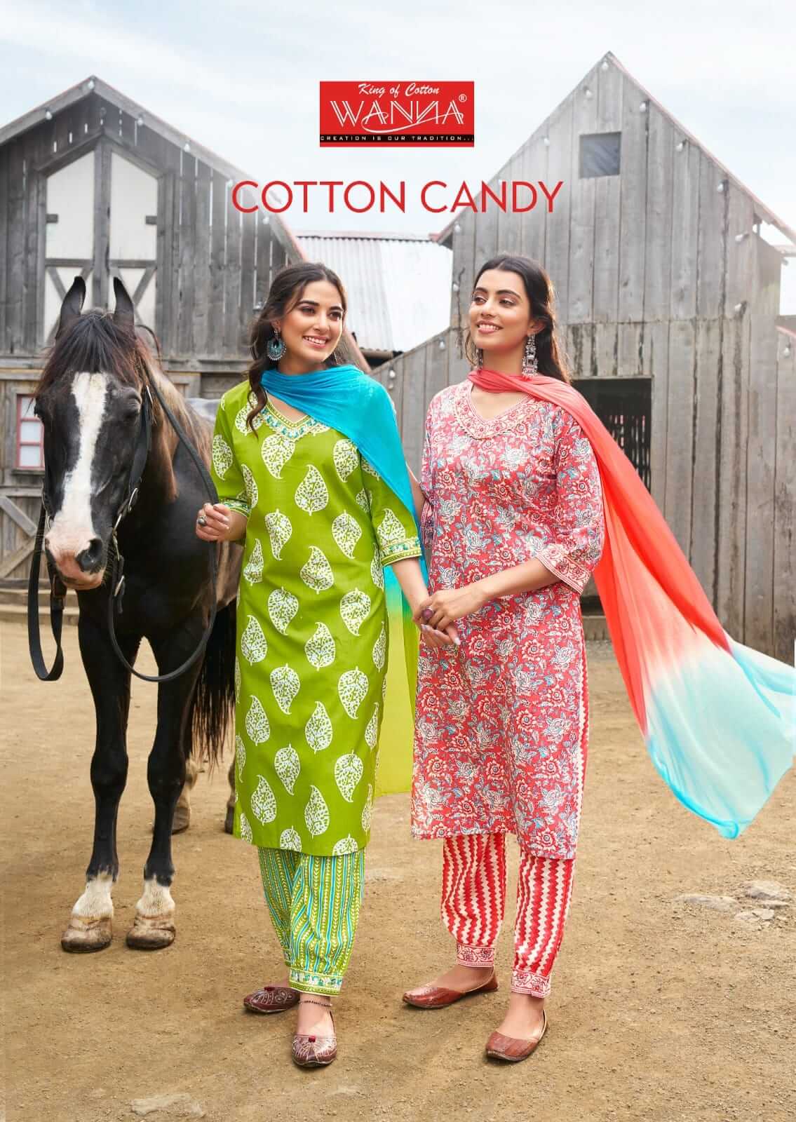 Wanna Cotton Candy Kurti with Afghani Pant and Dupatta Catalog in Wholesale, Buy Wanna Cotton Candy Kurti with Afghani Pant and Dupatta Full Catalog in Wholesale Price Online