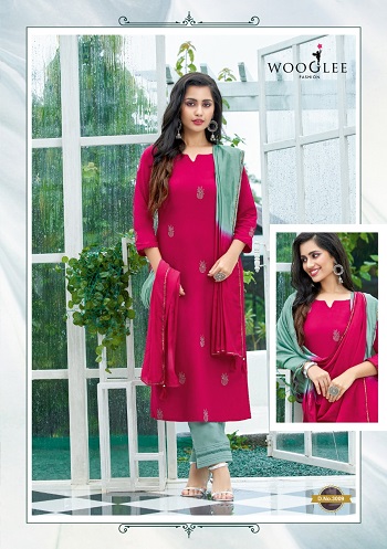 Wooglee utterfly Top Bottom Dupatta Set Collection, Buy Kurti With Pant and Dupatta Set Full catalog Butterfly in Wholesale Rate