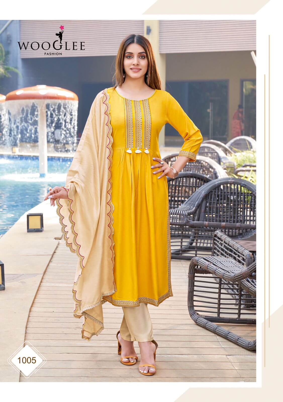 Wooglee Coral Nyra Cut Kurti with Pant Dupatta Catalog, Buy Wooglee Coral Nyra Cut Kurti with Pant Dupatta Full Catalog in Wholesale Price Online