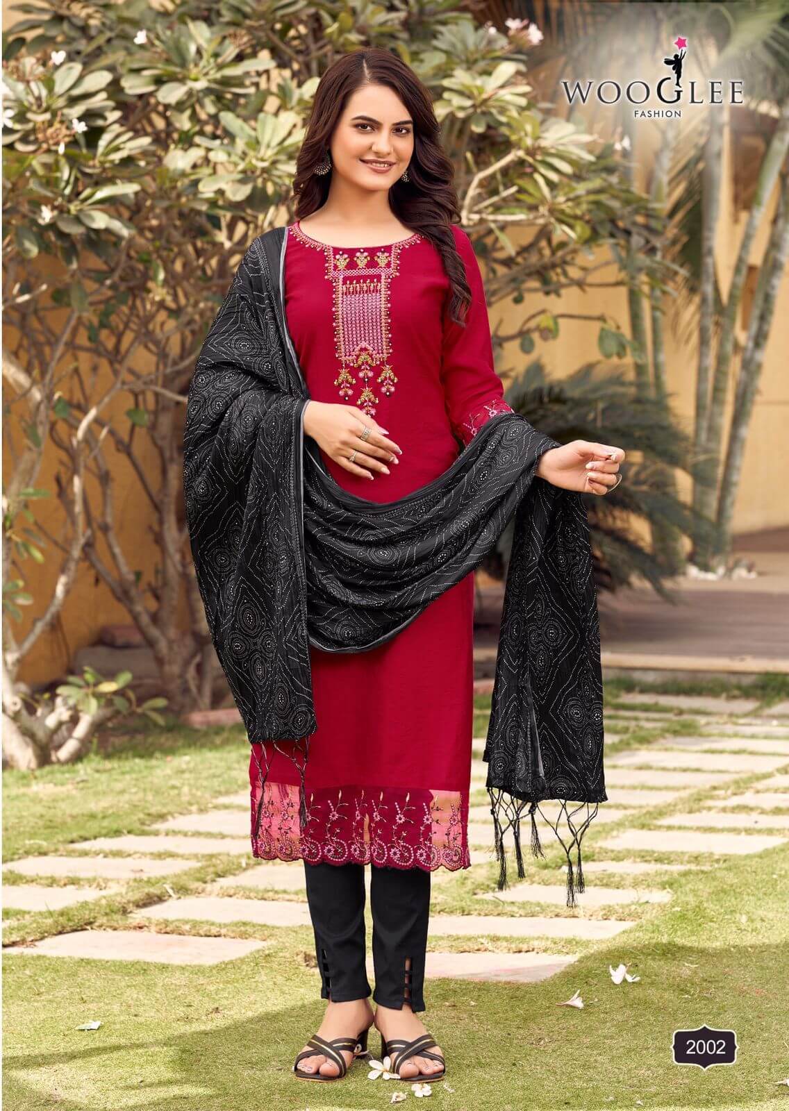 Viscose Weaving With Handwork And Embroidery And Cotton lycra Pant Bandhani Dupatta