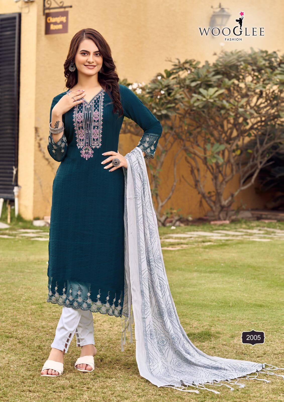 Viscose Weaving With Handwork And Embroidery And Cotton lycra Pant Bandhani Dupatta