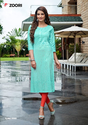 Akshara volume 11 Rayon Print Kurtis Wholesale Catalog by Zoori Brand, Eight Designs Wholesale Set Of Women Kurtis In bulk rate for retail business