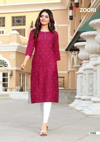 Akshara vol 6 Rayon Print Kurtis Catalogue by Zoori Brand, Purchase Wholesale Kurtis Bunch Akshara vol 6 at bulk Price, Rayon Print Fabric Ladies Kurtis eight Designs bunch By Zoori Brand